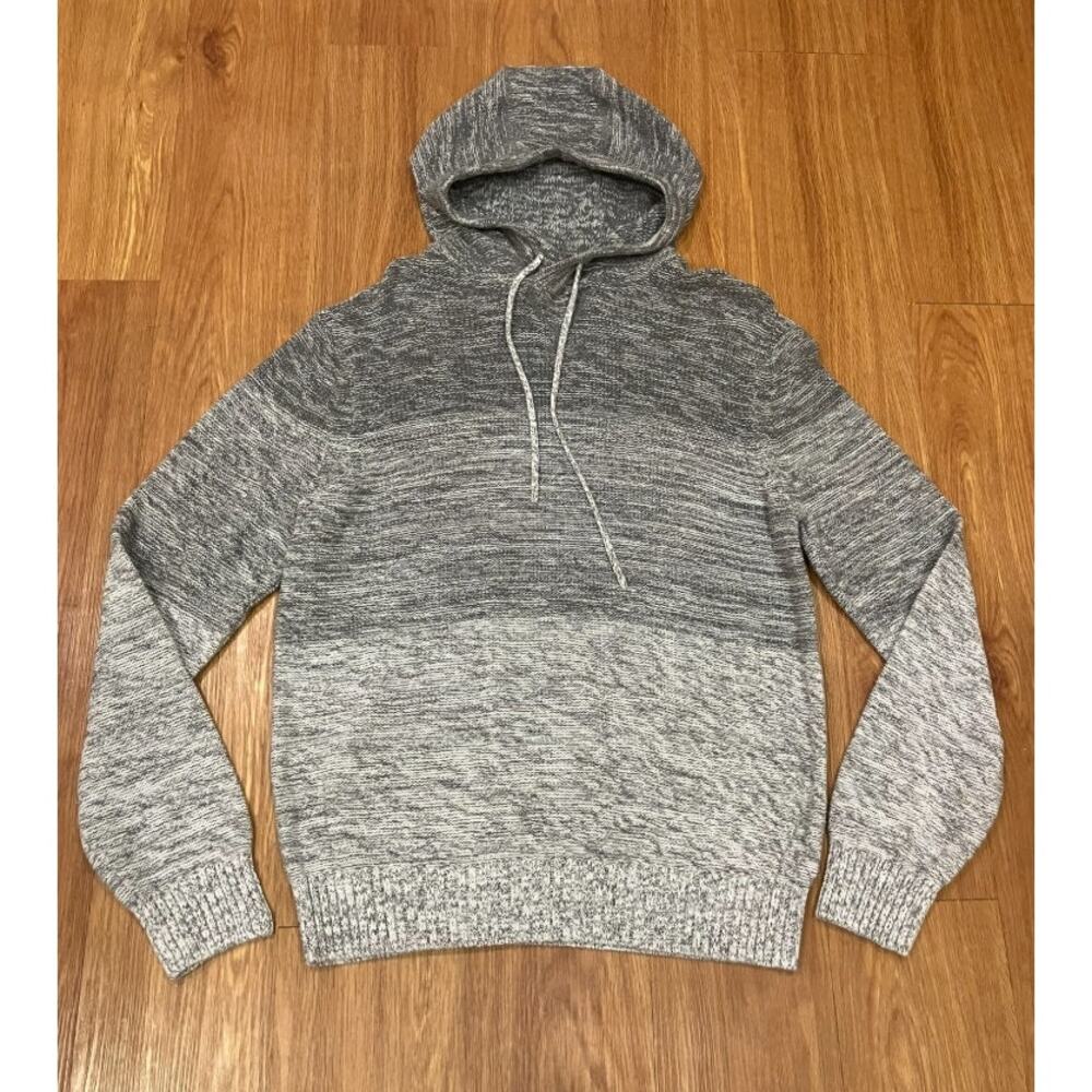 Heritage Premium Men Knitted Hooded Sweater Gray/White S/P